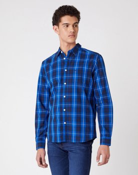 MĘSKA KOSZULA W KRATE WRANGLER LS 1PKT SHIRT VICTORIA BLUE W5A14MXJS