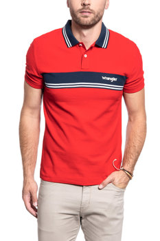 MĘSKA KOSZULKA POLO WRANGLER SS COLOURBLOCK POLO FORMULA RED W7E3KFXWO