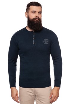 MĘSKI SWETER TOM TAILOR HENLEY WITH RIB DETAILS KNITTED NAVY 3018989.00.10 COL. 6800