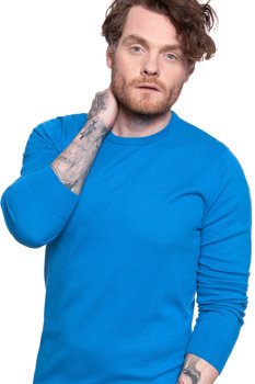 MĘSKI SWETER WRANGLER CREW KNIT DIRECTOIRE BLUE W8A0PDXKL