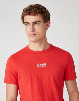 MĘSKI T-SHIRT WRANGLER SS SEAS LOGO TEE ROCOCCO RED W7AKGFXA4