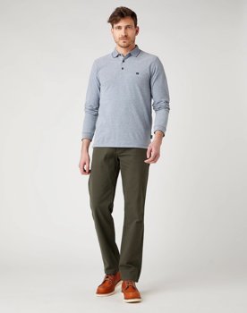 MĘSKIE POLO WRANGLER LS REFINED POLO DARK DENIM W7F9KHXTG