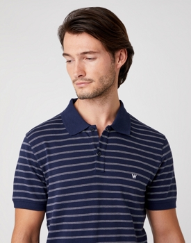 MĘSKIE POLO WRANGLER SS YD STRIPE POLO NAVY  W7ALKD114