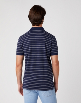 MĘSKIE POLO WRANGLER SS YD STRIPE POLO NAVY  W7ALKD114