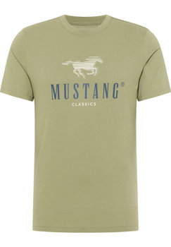 MUSTANG ALEX C PRINT MĘSKI T-SHIRT KOSZULKA LOGO NADRUK OIL GREEN 1013808 6273