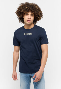 MUSTANG AUSTIN MĘSKI T-SHIRT KOSZULKA LOGO NADRUK DARK SAPPHIRE 1015653 4136