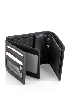 MUSTANG DENIMO WALLET MĘSKI PORTFEL SKÓRZANY POJEMNY KARTY BLACK