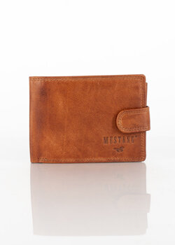 MUSTANG Denimo Wallet Side Opening With Button SKÓRZANY PORTFEL POJEMNY MA KARTY PREMIUM RFID