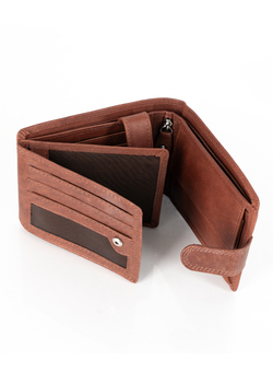 MUSTANG Denimo Wallet Side Opening With Button SKÓRZANY PORTFEL POJEMNY NA KARTY PREMIUM RFID