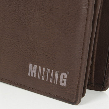 MUSTANG FRESNO WALLET MĘSKI SKÓRZANY PORTFEL PREMIUM POJEMNY NA KARTY SKÓRA BROWN 06.105201