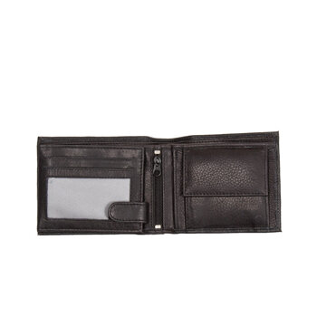 MUSTANG Livorno Wallet Side Opening MĘSKI SKÓRZANY PORTFEL PREMIUM POJEMNY NA KARTY SKÓRA BLACK 06.103000