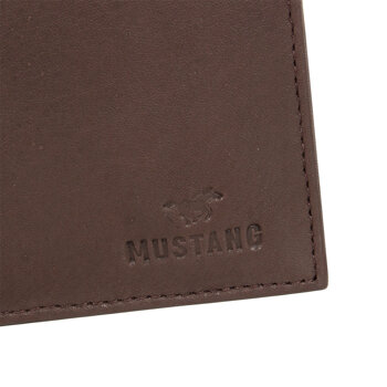 MUSTANG Livorno Wallet Side Opening MĘSKI SKÓRZANY PORTFEL PREMIUM POJEMNY NA KARTY SKÓRA BROWN 06.103001