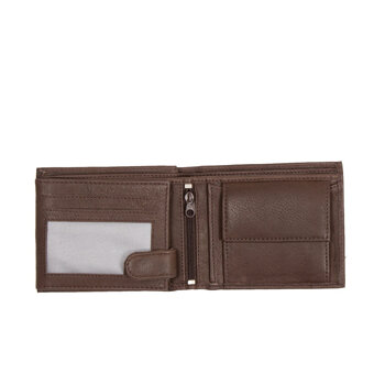 MUSTANG Livorno Wallet Side Opening MĘSKI SKÓRZANY PORTFEL PREMIUM POJEMNY NA KARTY SKÓRA BROWN 06.103001