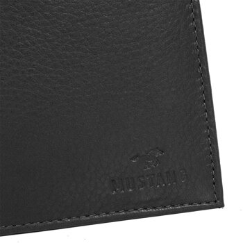 MUSTANG Livorno Wallet Tall Model UNIWERSALNY SKÓRZANY PORTFEL PREMIUM POJEMNY NA KARTY SKÓRA BLACK 06.103200