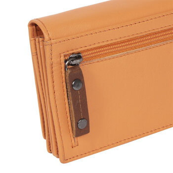 MUSTANG Seattle Long Wallet Top Opening Flap UNIWERSALNY SKÓRZANY PORTFEL PREMIUM POJEMNY NA KARTY SKÓRA ORANGE 06.104309