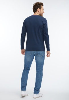 MUSTANG Slub Longsleeve MĘSKA KOSZULKA Z DŁUGIM RĘKAWEM LONGSLEEVE DRESS BLUES 1007048 5334