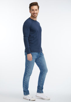 MUSTANG Slub Longsleeve MĘSKA KOSZULKA Z DŁUGIM RĘKAWEM LONGSLEEVE DRESS BLUES 1007048 5334