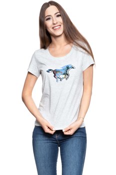 MUSTANG T SHIRT DAMSKI Horse T-Shirt LIGHT GREY MEL. 1007523 4163