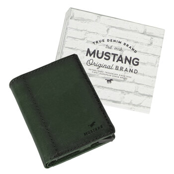 MUSTANG Temi RFID Aluminium Case Wallet MĘSKI SKÓRZANY PORTFEL PREMIUM POJEMNY NA KARTY SKÓRA DARK GREEN 06.103963