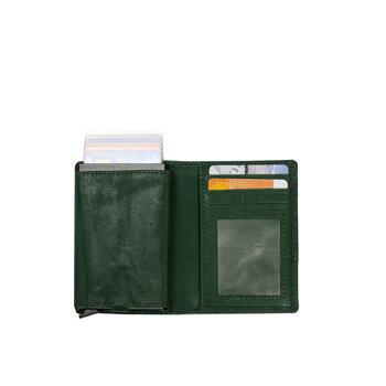 MUSTANG Temi RFID Aluminium Case Wallet MĘSKI SKÓRZANY PORTFEL PREMIUM POJEMNY NA KARTY SKÓRA DARK GREEN 06.103963