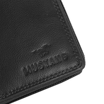 MUSTANG UDINE WALLET UNIWERSALNY SKÓRZANY PORTFEL PREMIUM POJEMNY NA KARTY SKÓRA BLACK 06.102100