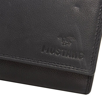 MUSTANG UDINE WALLET UNIWERSALNY SKÓRZANY PORTFEL PREMIUM POJEMNY NA KARTY SKÓRA BLACK 06.102400