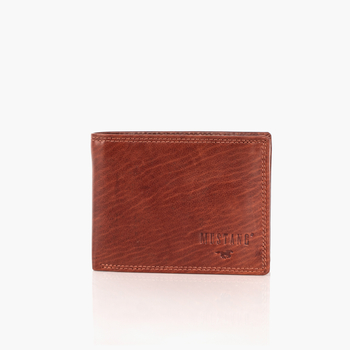 MUSTANG Udine Wallet Side Opening MĘSKI SKÓRZANY PORTFEL PREMIUM POJEMNY NA KARTY SKÓRA BROWN 06.101901