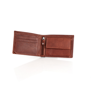 MUSTANG Udine Wallet Side Opening MĘSKI SKÓRZANY PORTFEL PREMIUM POJEMNY NA KARTY SKÓRA BROWN 06.101901