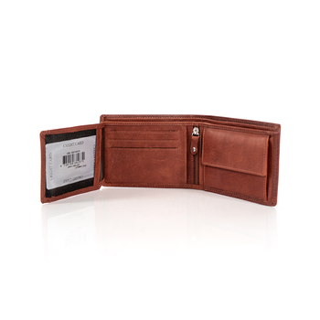 MUSTANG Udine Wallet Side Opening MĘSKI SKÓRZANY PORTFEL PREMIUM POJEMNY NA KARTY SKÓRA BROWN 06.101901