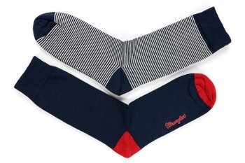 SKARPETKI WRANGLER SKARPETY MĘSKIE 2 PARY DWUPAK NAVY/RED WHITE/NAVY STRIPES