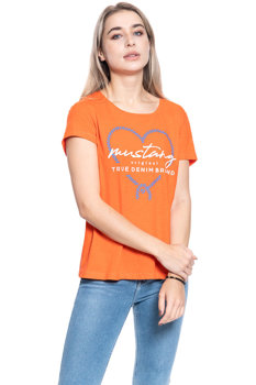 T-SHIRT DAMSKI MUSTANG ALINA C PRINT ORANGE 1009835 7096