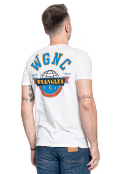 T-SHIRT MĘSKI WRANGLER SS GLOBE TEE OFF WHITE W7C8FK737