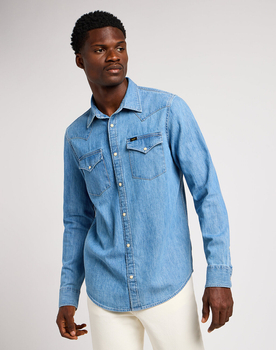 WRANGELR REGULAR WESTERN SHIRT MĘSKA KOSZULA JEANSOWA SHASTA BLUE 112349983