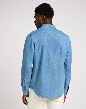 WRANGELR REGULAR WESTERN SHIRT MĘSKA KOSZULA JEANSOWA SHASTA BLUE 112349983