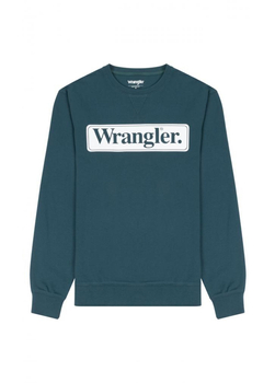 WRANGELR SEASONAL CREW MĘSKA BLUZA NIEROZPINANA LOGO DEEP TEAL GREEN 112341199