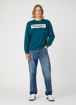 WRANGELR SEASONAL CREW MĘSKA BLUZA NIEROZPINANA LOGO DEEP TEAL GREEN 112341199