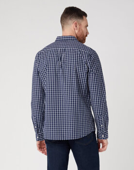 WRANGLER 1 POCKET SHIRT MĘSKA KOSZULA Z DŁUGIM RĘKAWEM W KRATĘ TRUE NAVY W5A24ME12