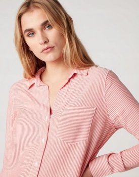 WRANGLER 1PKT STRIPE SHIRT DAMSKA KOSZULA  BITTERSWEET RED W5R4TIXBO