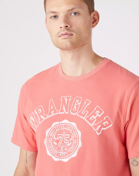 WRANGLER COLLEGIATE TEE MĘSKI T-SHIRT KOSZULKA NADRUK LOGO SPICED CORAL W7E0EJX6Y