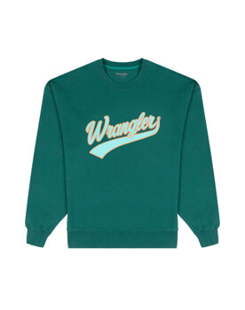 WRANGLER CREW NECK MĘSKA BLUZA BEZ KAPTURA LOGO CIEPŁA BAYBERRY GREEN W6H0I3G26