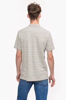 WRANGLER FINE STRIPE POLO MĘSKA KOSZULKA POLO MID GREY MEL W7C16KA37