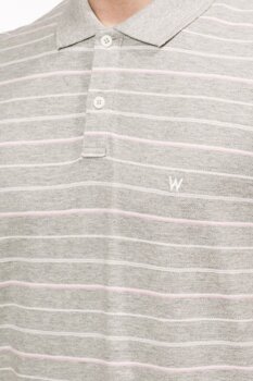 WRANGLER FINE STRIPE POLO MĘSKA KOSZULKA POLO MID GREY MEL W7C16KA37