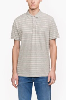 WRANGLER FINE STRIPE POLO MĘSKA KOSZULKA POLO MID GREY MEL W7C16KA37