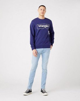 WRANGLER FRAME LOGO CREW MĘSKA BLUZA LOGO NADRUK BLUE W662HAB51