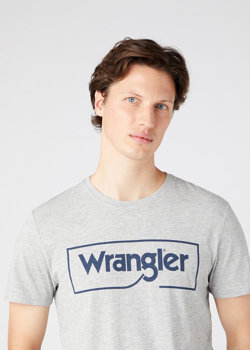 WRANGLER FRAME LOGO TEE MĘSKI T-SHIRT KOSZULKA NADRUK  MID GREY MEL W7H3D3X37