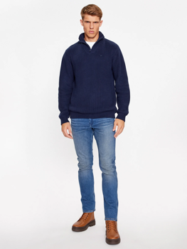 WRANGLER HALF ZIP KNIT MĘSKI SWETER ELEGANCKI CIEPŁY NAVY 112343094