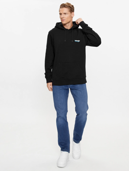 WRANGLER HOODIE MĘSKA BLUZA Z KAPTUREM WASHED BLACK 112343376