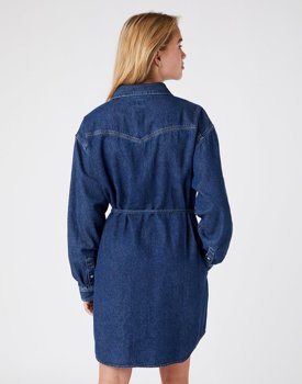 WRANGLER JUMBO MINI DRESS DAMSKA SUKIENKA JEANSOWA DARK INDIGO W9R46OX1E