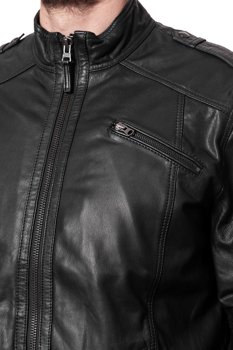 WRANGLER LEATHER JACKET BLACK W4449ZI01