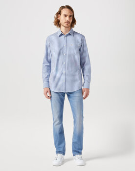 WRANGLER LS 1 PKT SHIRT MĘSKA KOSZULA W KRATĘ LIGHT BLUE 112350478